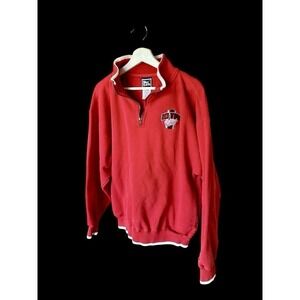 Pro Player Vintage Detroit Red Wings 1/4 Zip Pullover Cotton Sz XL Distressed